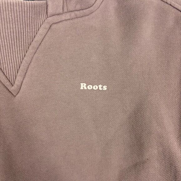 Roots Canada Brown Hooded Pullover Cotton/Poly Blend Semi Cropped Sweatshirt Siz - Picture 4 of 13